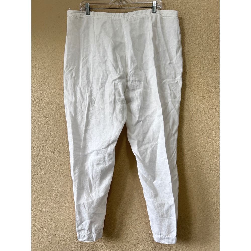Eileen Fisher XL Linen Tapered Pants White Coastal Grandma Minimalist Lagenlook - Picture 2 of 10